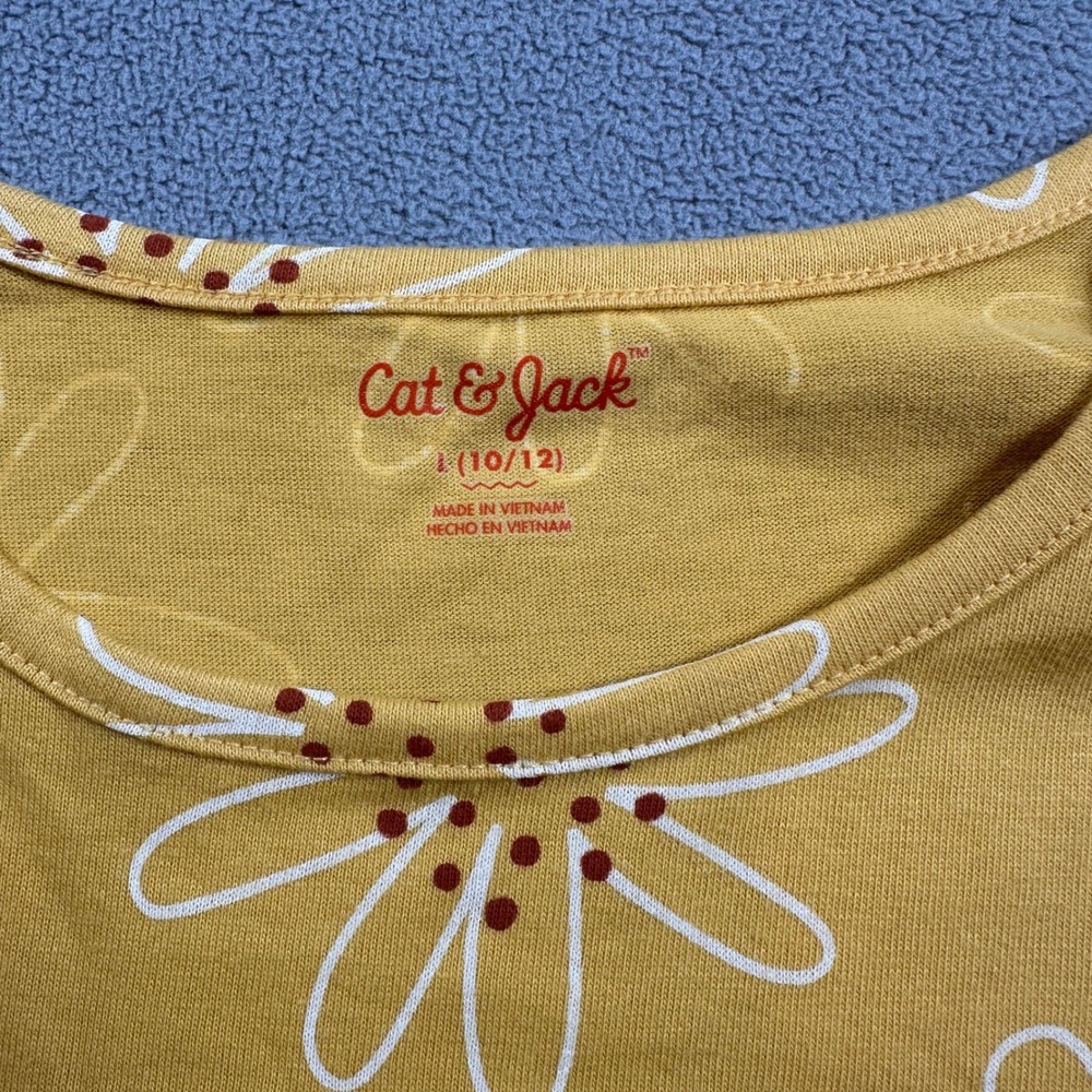 Cat & Jack T Shirt Dress L 10/12 Girls Yellow Daisy Print Short Sleeve Cute NWT - Picture 4 of 8